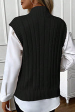 Cable-Knit Mock Neck Sweater Vest