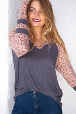 Criss Cross Leopard Game Day Knit Top