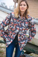 Flannel Aztec Jacquard Shacket with Pockets