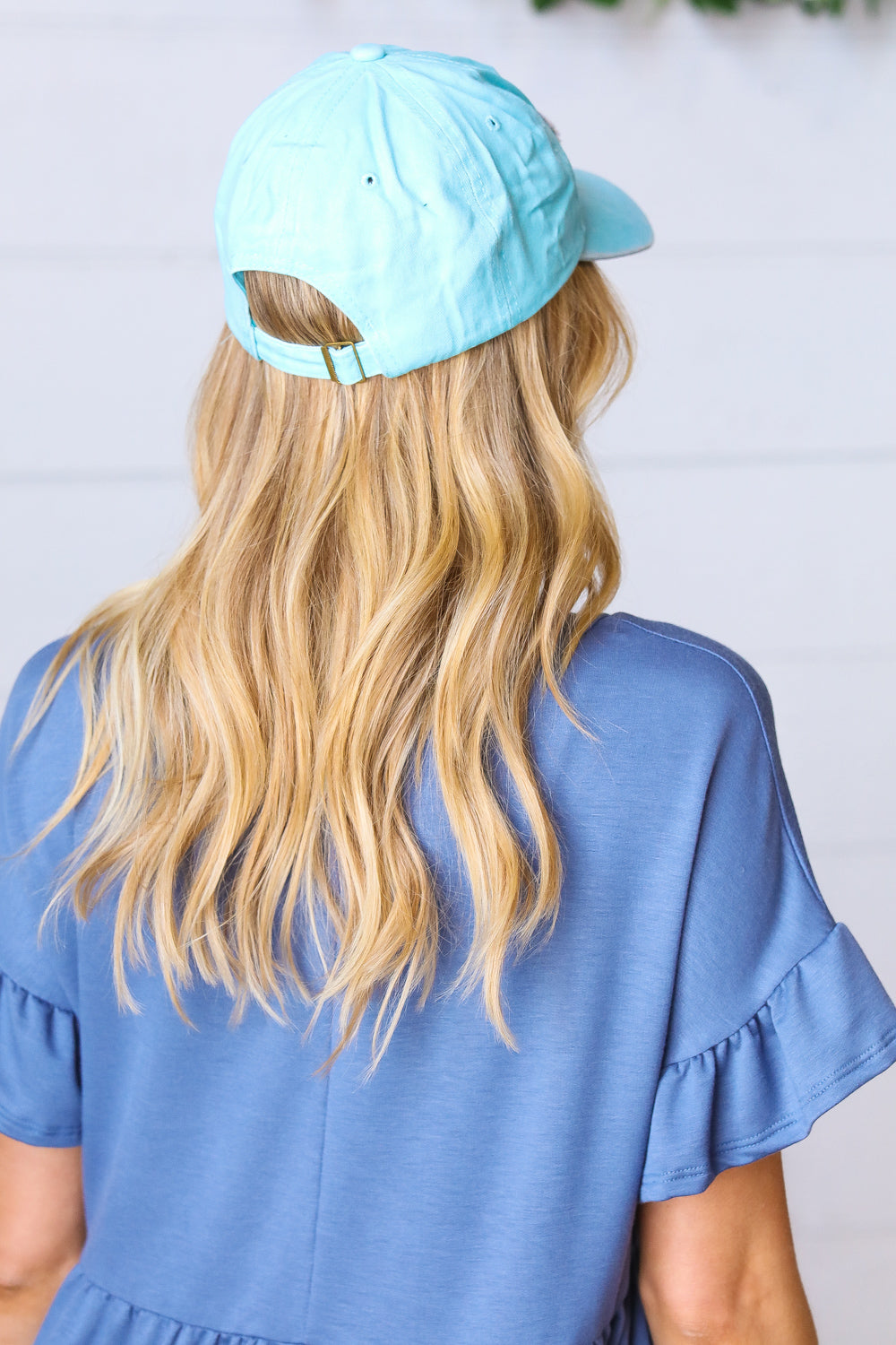 Sky Blue Cotton "MAMA" Adjustable Baseball Cap