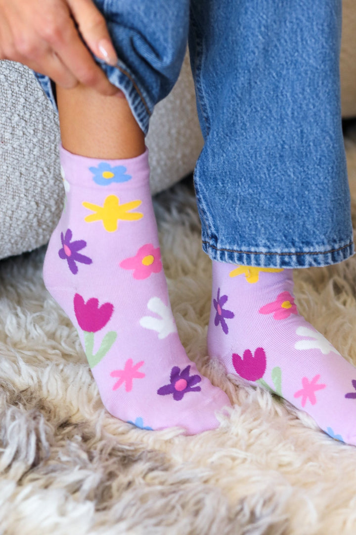 Orchid Floral Ankle Socks