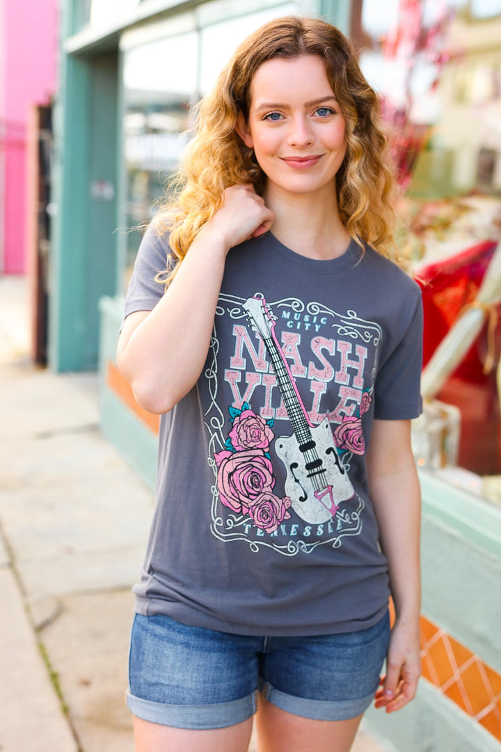 Grey Cotton NASHVILLE Tennessee Graphic Tee