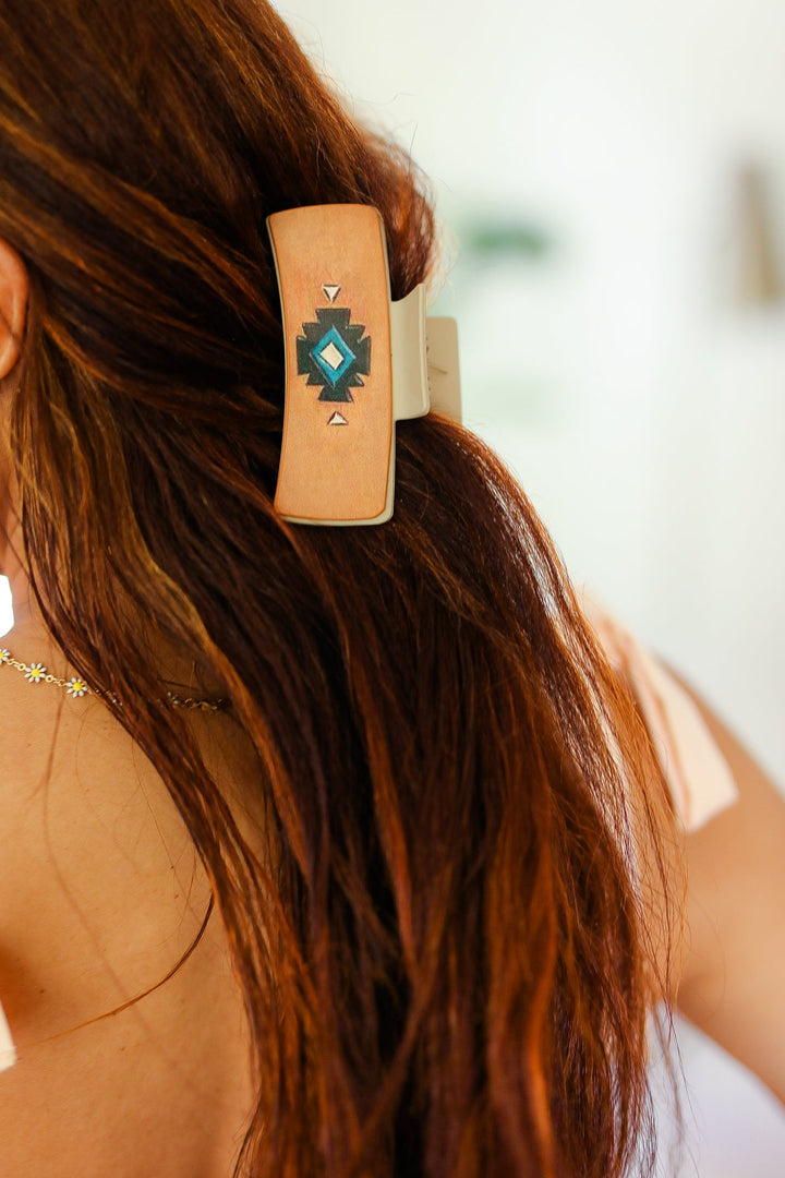 Taupe Southwestern Print Hair Claw