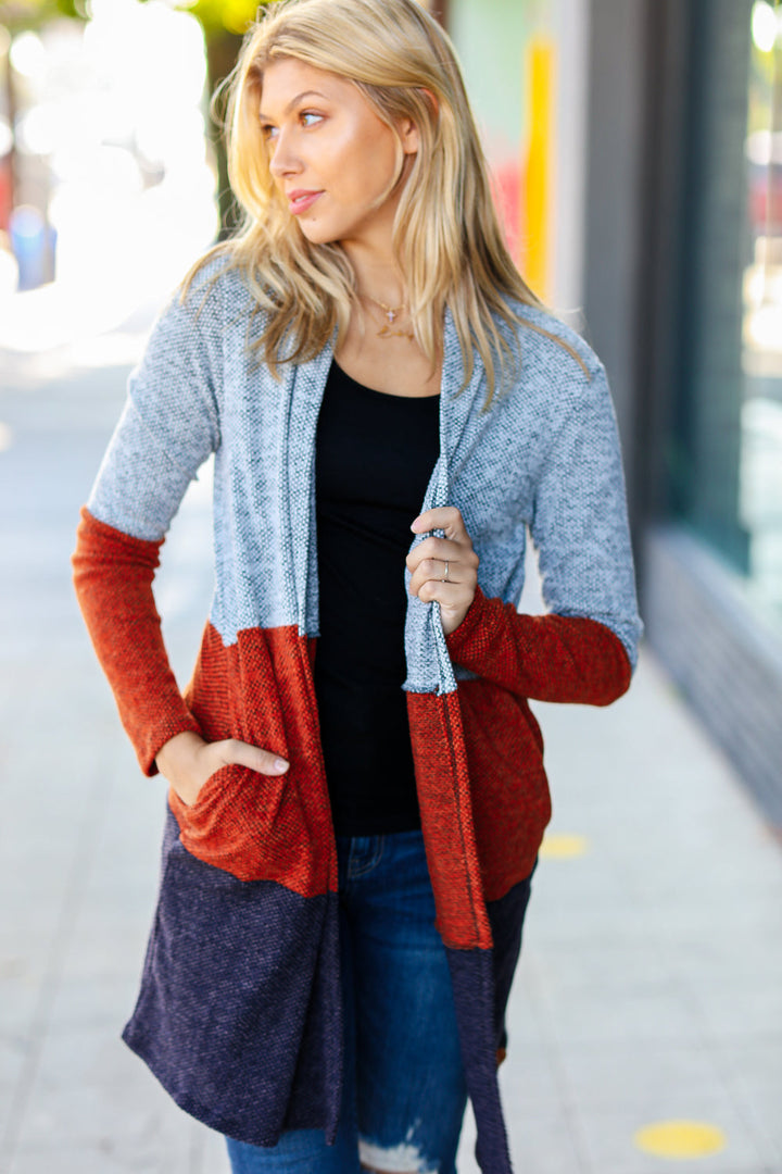 Take a Look Heather Grey Two Tone Hacci Cardigan