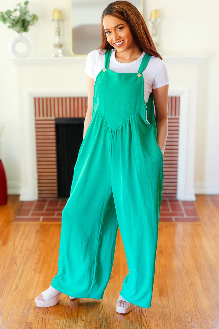 Summer Dreaming Emerald Wide Leg Suspender Overall Jumpsuit