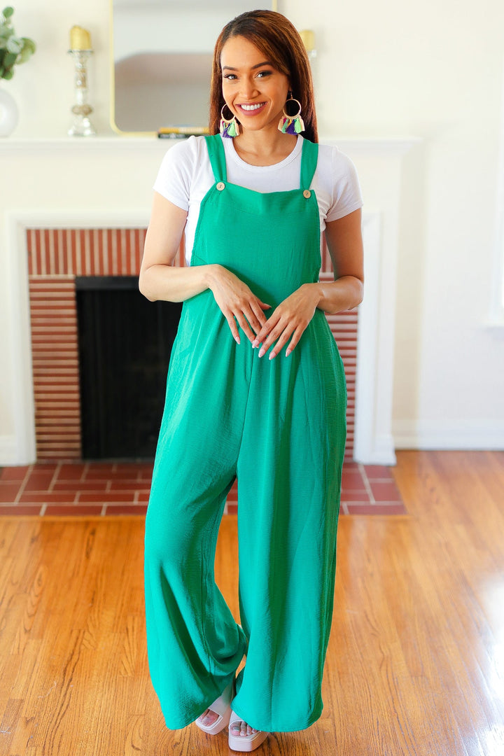 Summer Dreaming Emerald Wide Leg Suspender Overall Jumpsuit