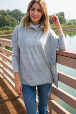 Heather Turtle Neck Knit Top with Side Slits