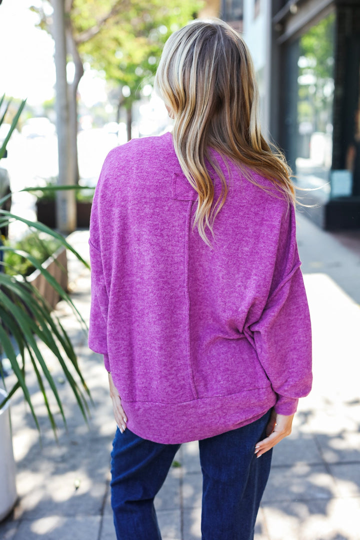 Sublime Plum Exposed Seam Brushed Melange Sweater