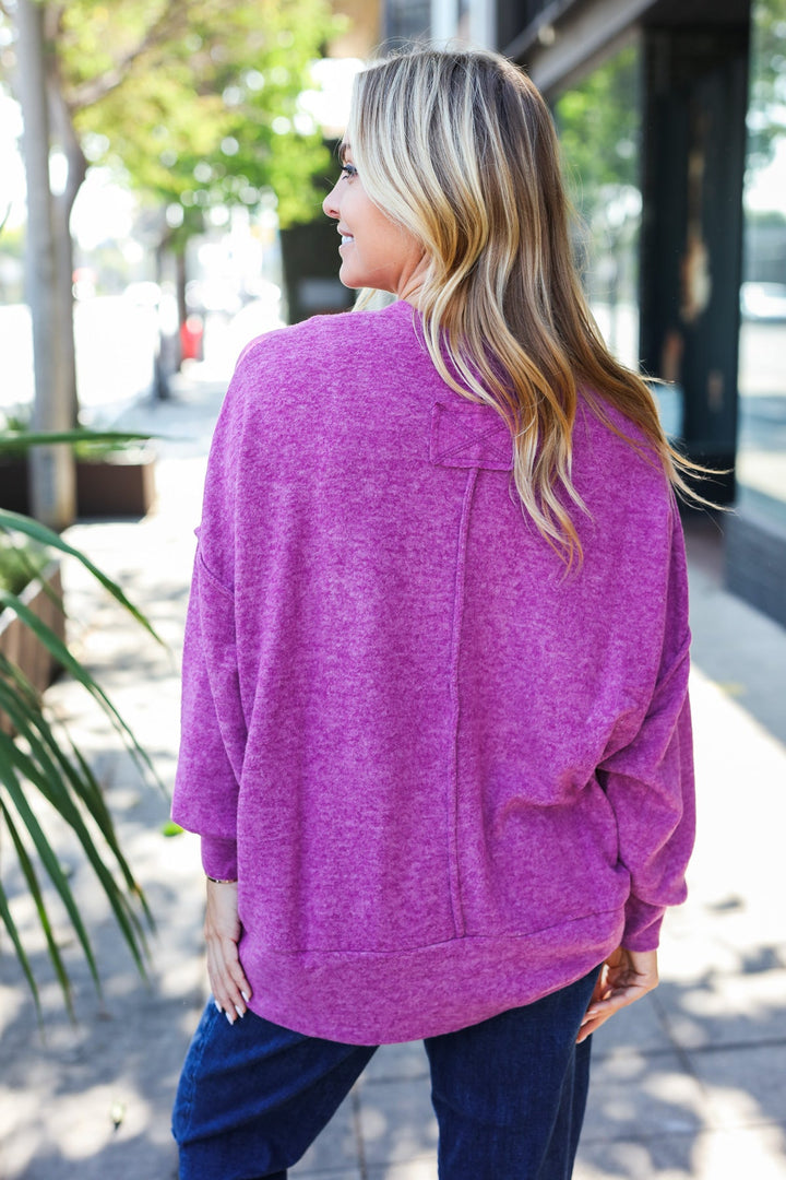 Sublime Plum Exposed Seam Brushed Melange Sweater