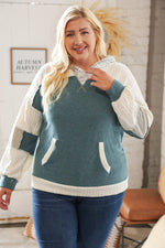 Hunter Green Two-Tone Slub Triangle Cable Sweater Hoodie
