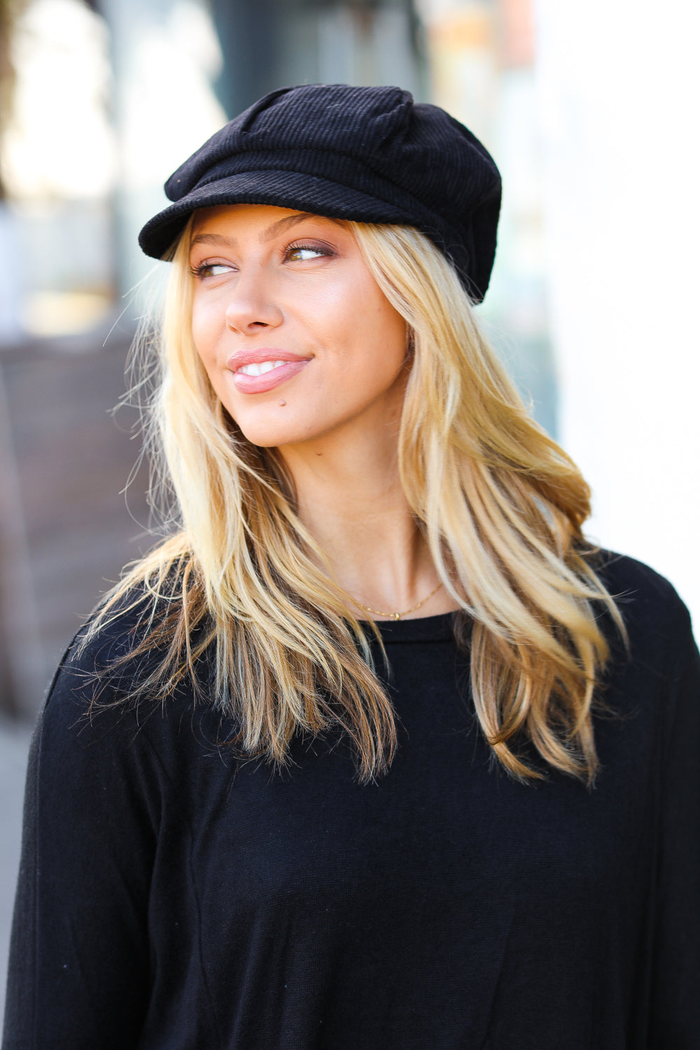 Black Paperboy Corduroy Cap