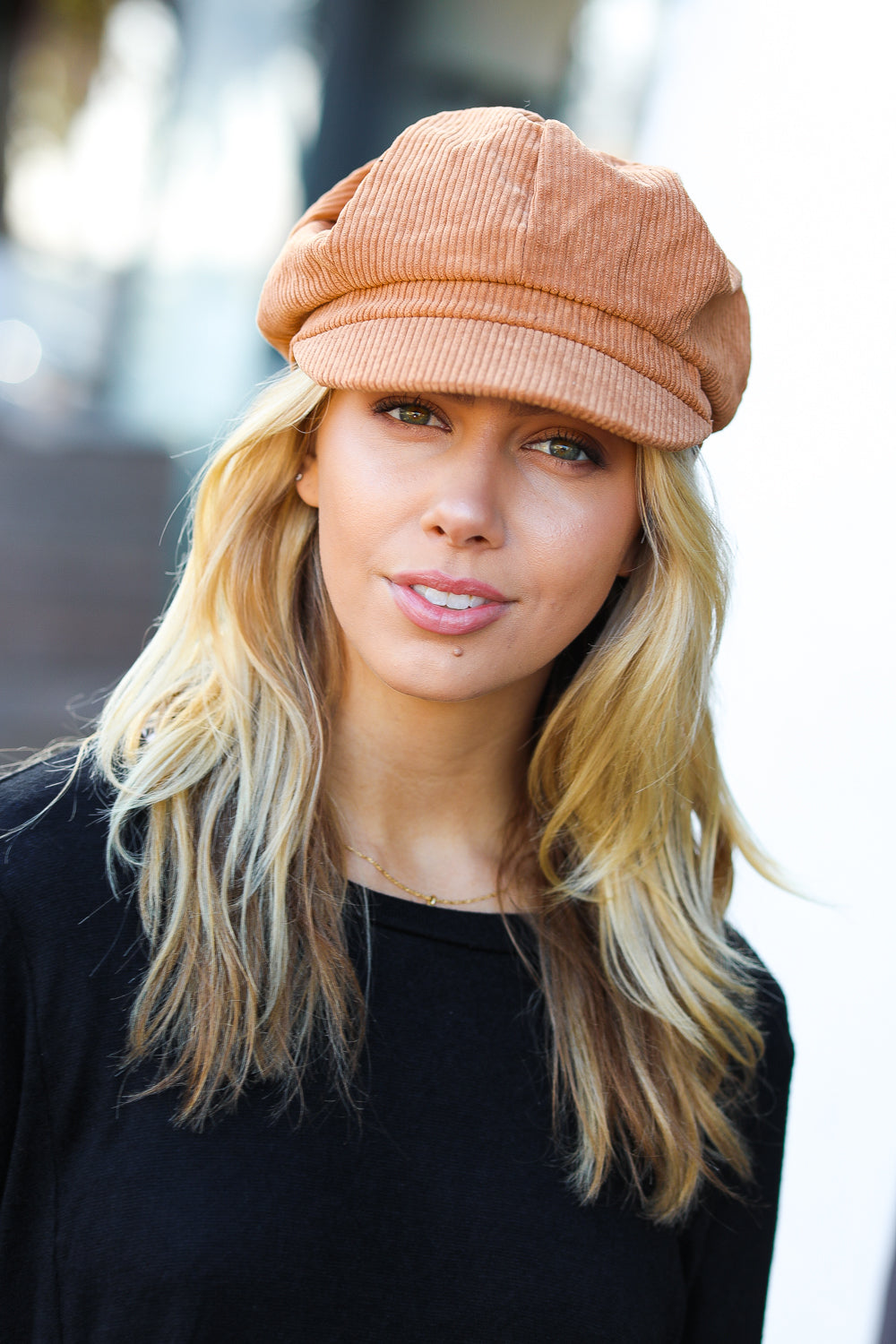 Camel Paperboy Corduroy Cap