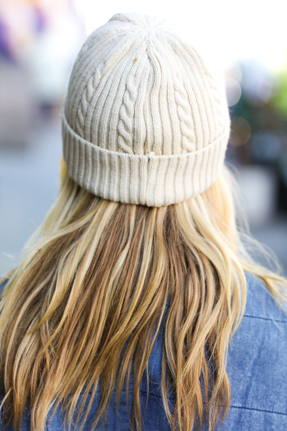 Oatmeal Cable Knit Beanie