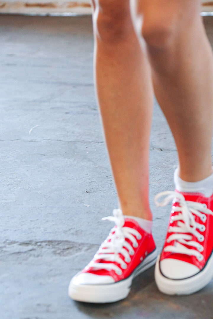 Red Canvas Lace Up Sneakers