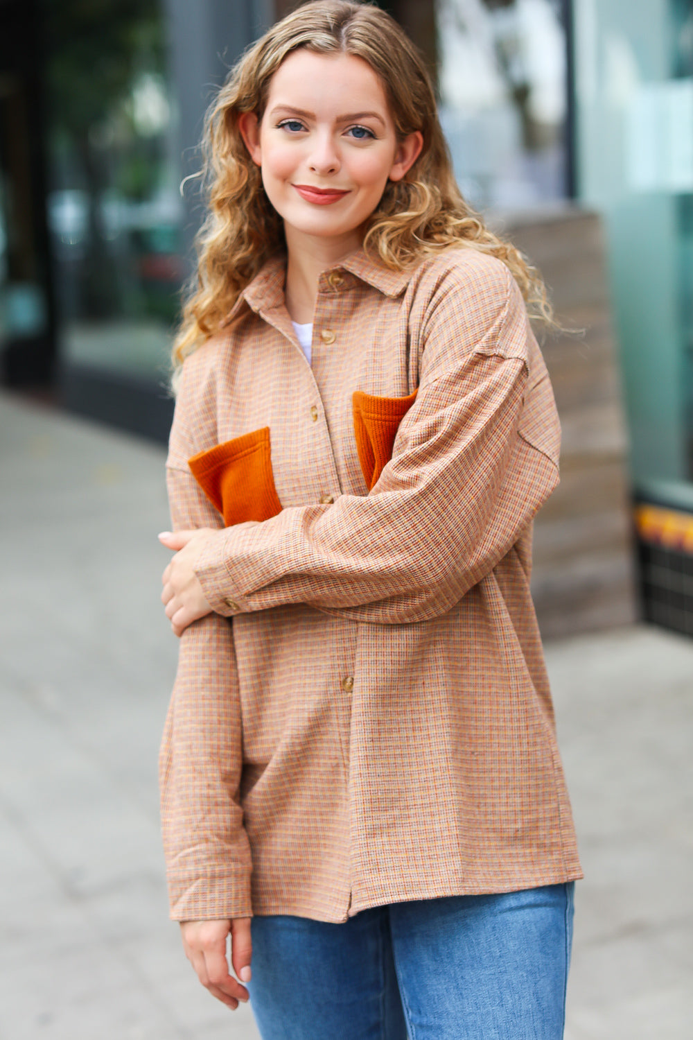 Weekend Ready Rust Flannel Plaid Oversized Shacket