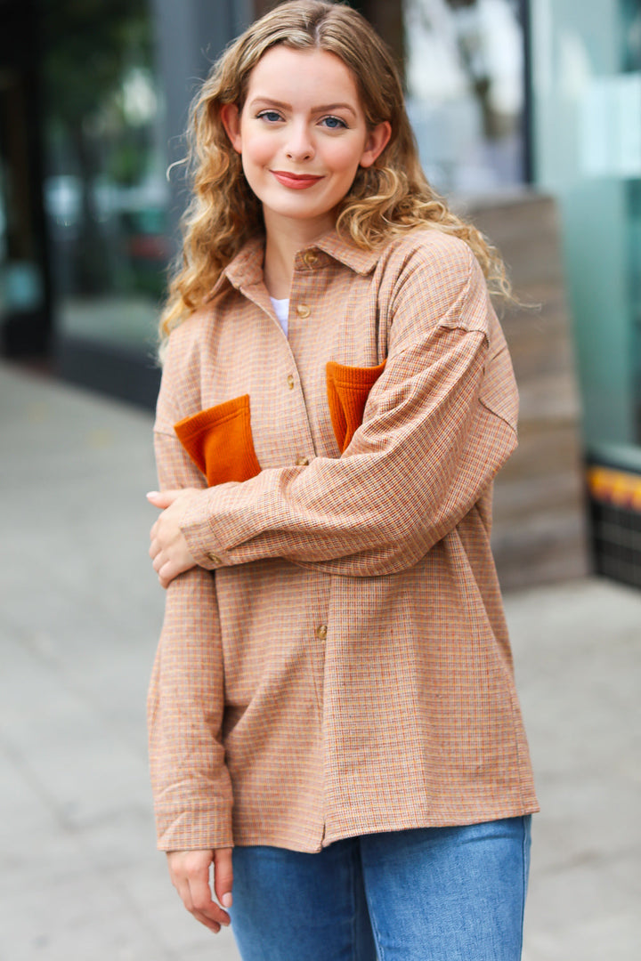 Weekend Ready Rust Flannel Plaid Oversized Shacket