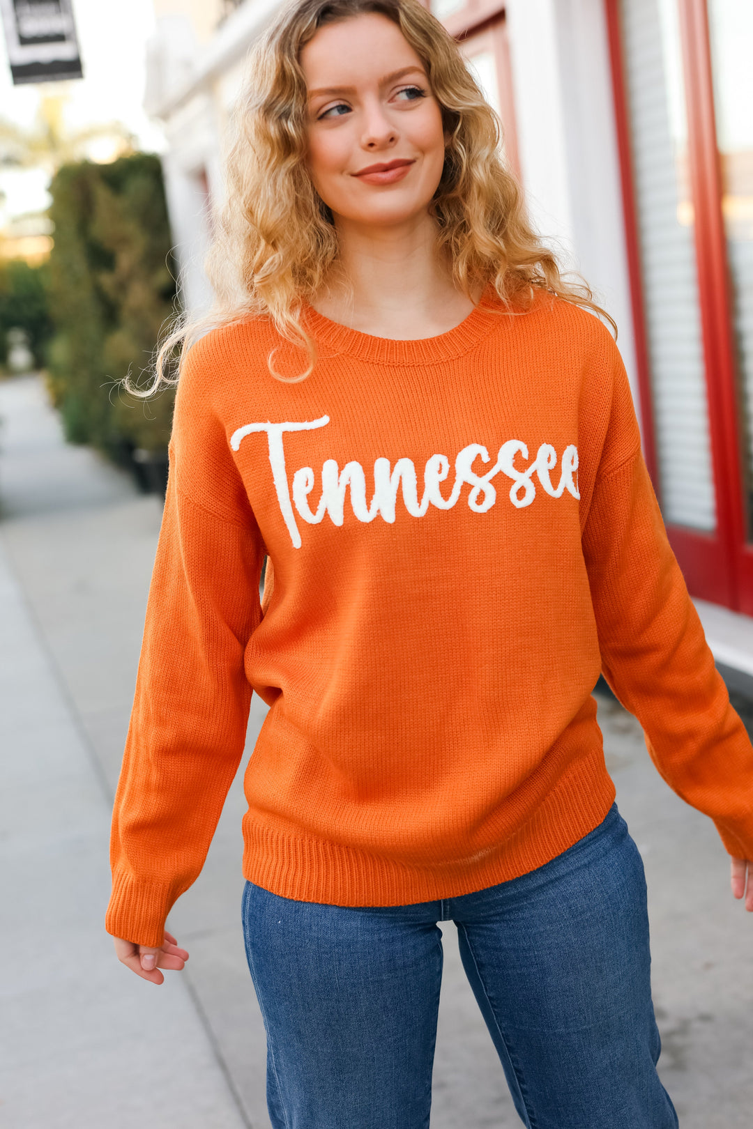 Game Day Orange "Tennessee" Embroidery Pop Up Sweater