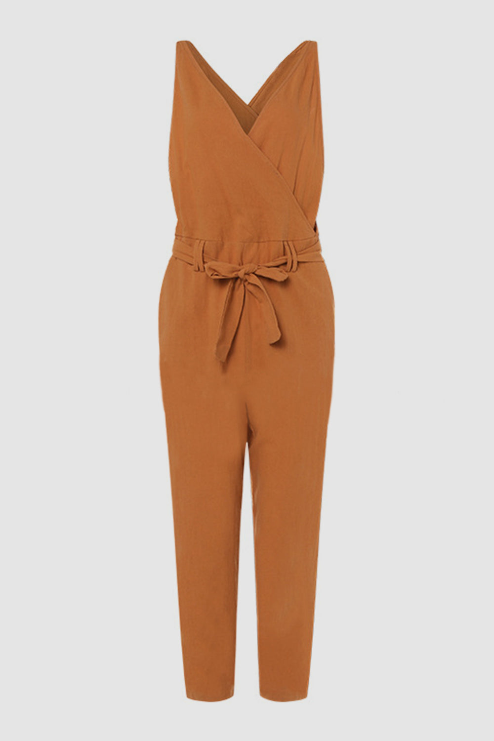 Full Size Surplice Sleeveless Jumpsuit