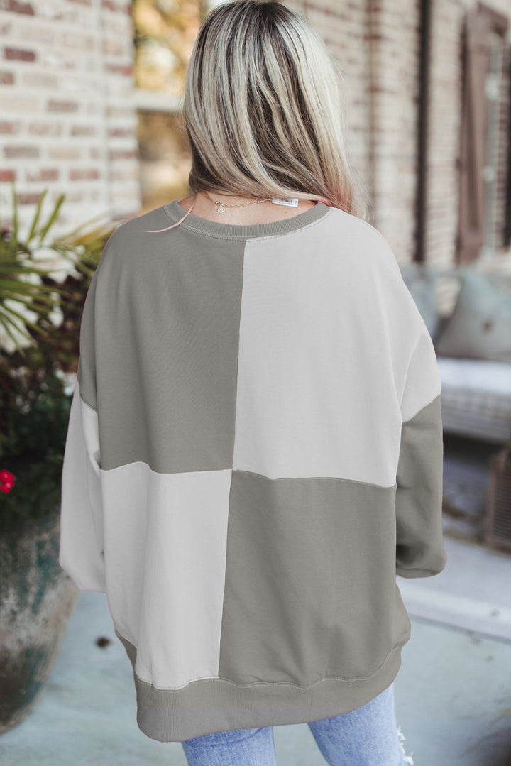 Contrast Half Button Long Sleeve Sweatshirt