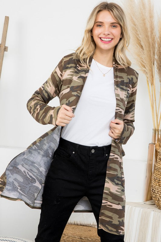 CAMOUFLAGE POCKETS CARDIGAN