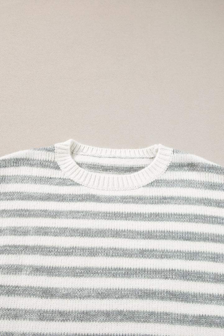 Striped Round Neck Dropped Shoulder Sweater