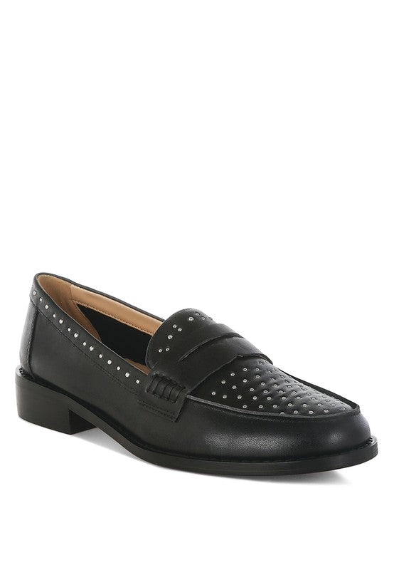 Raisa Stud Embellished Penny Loafers