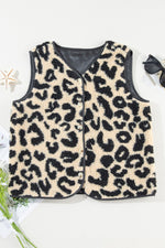 Leopard Button Up Vest Coat