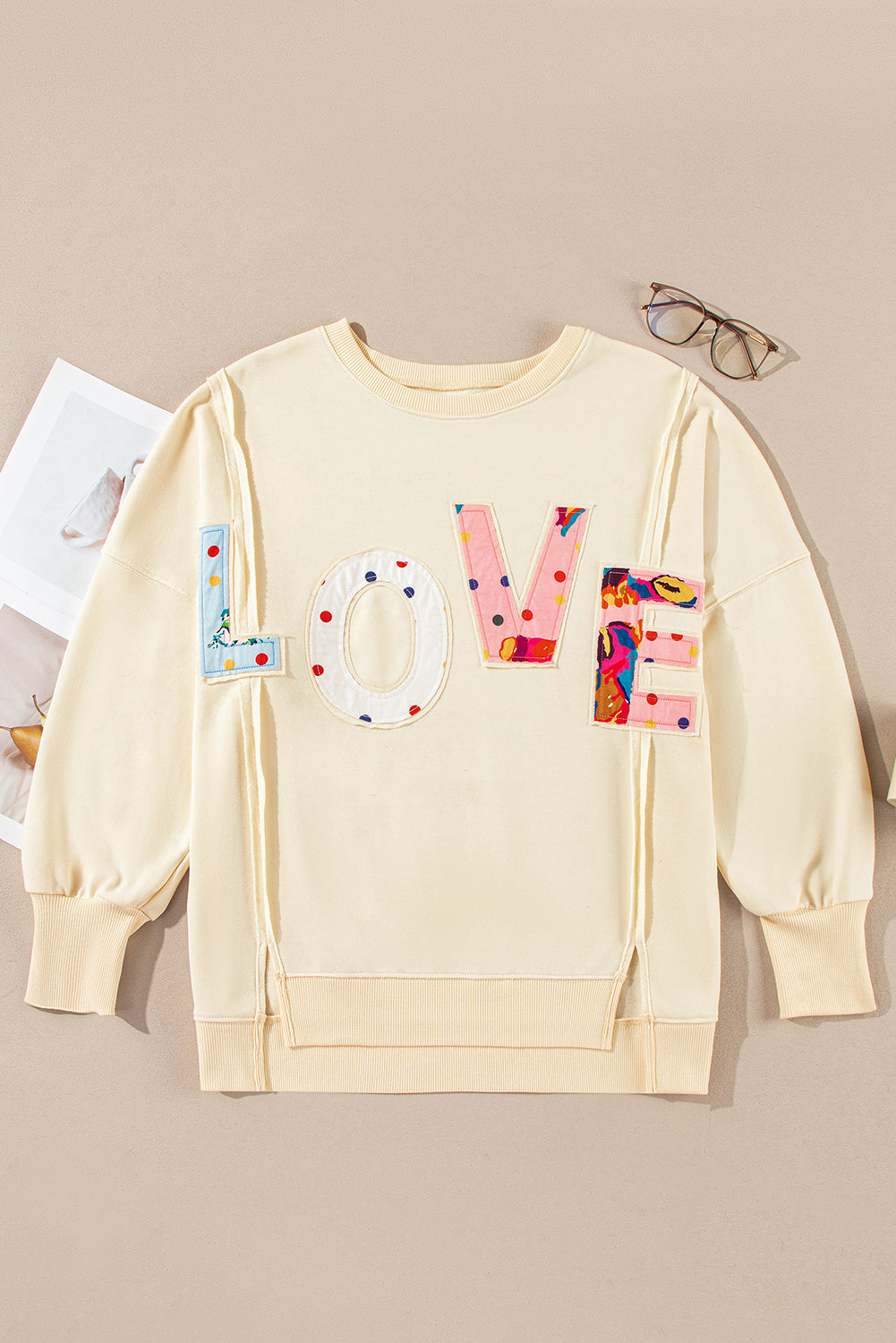 LOVE Patch Round Neck Sweater