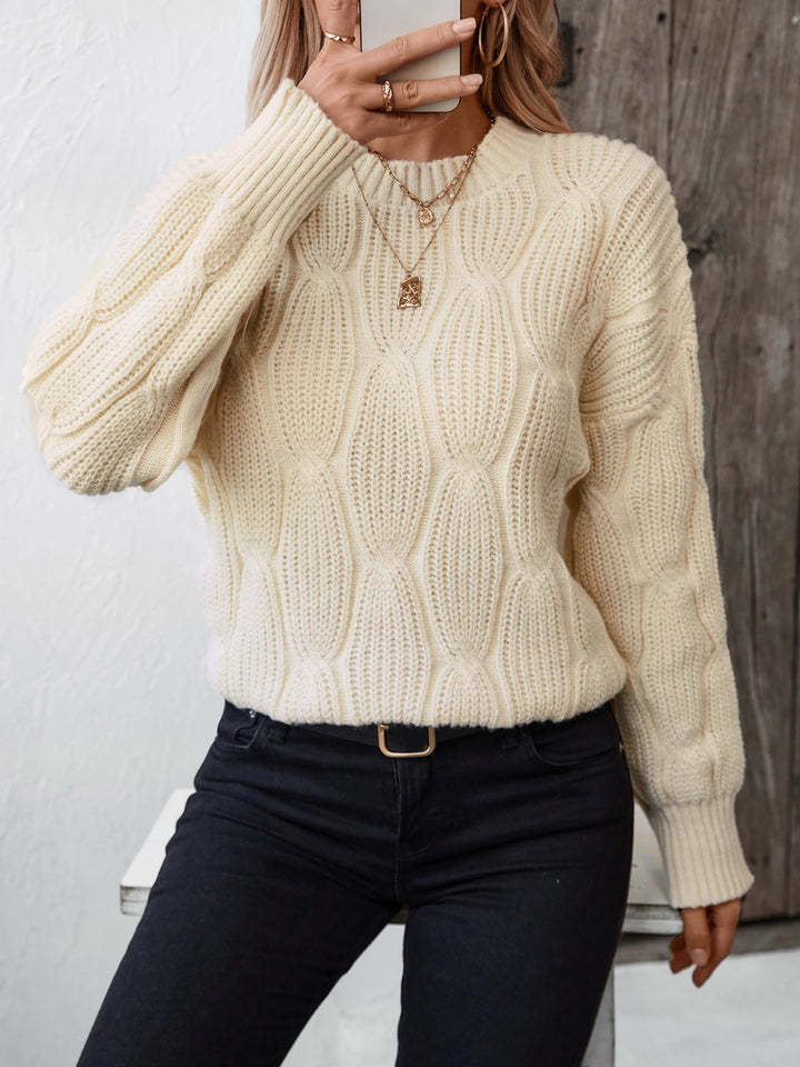 Round Neck Dropped Shoulder Sweater