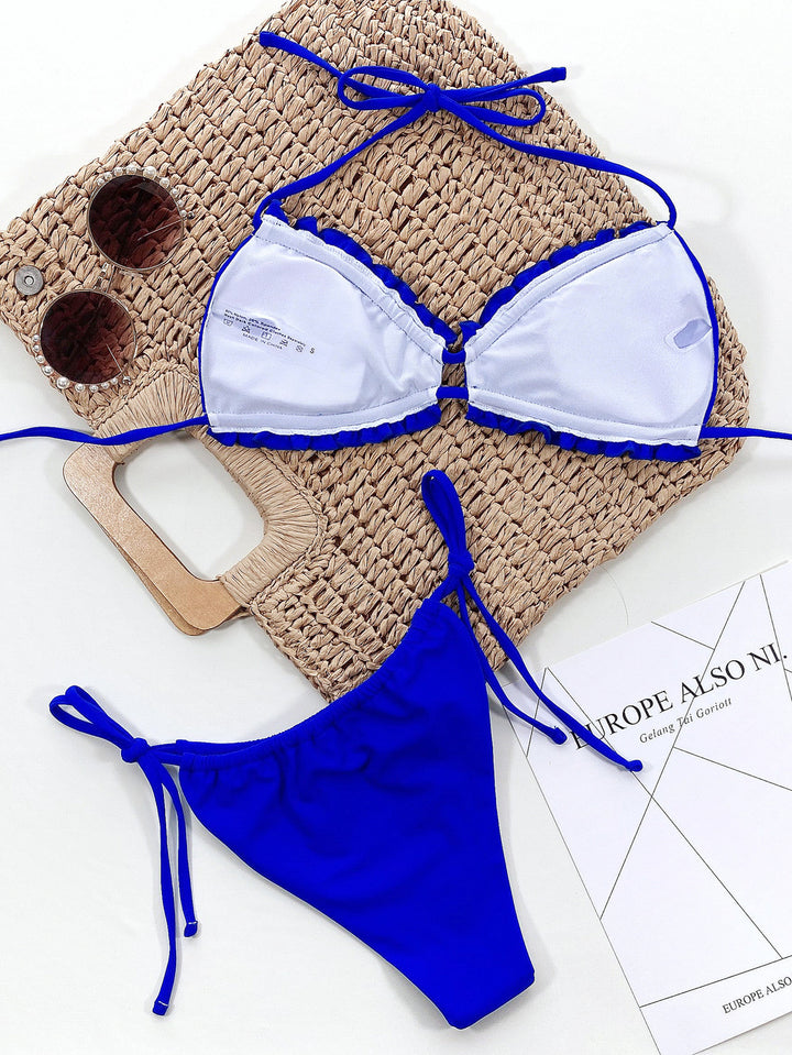 Frill Trill Halter Neck Bikini Set