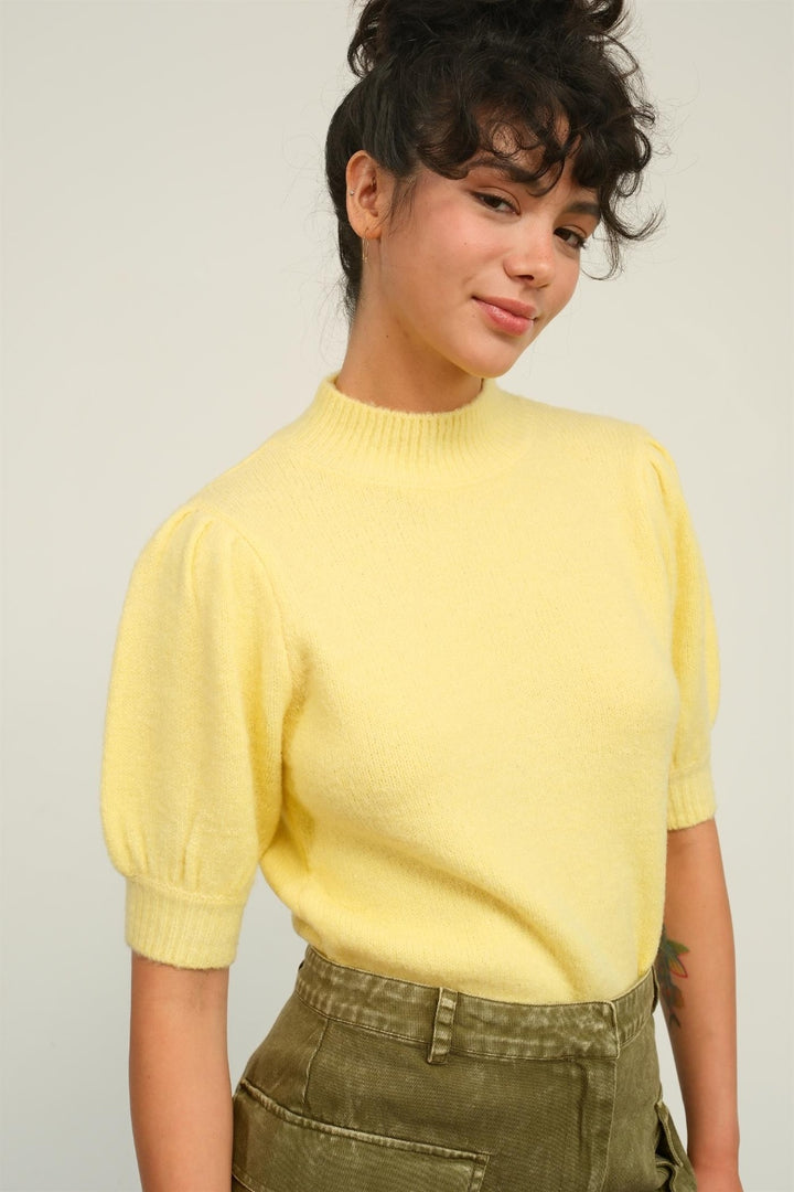 HYFVE Mock Neck Puff Sleeve Sweater