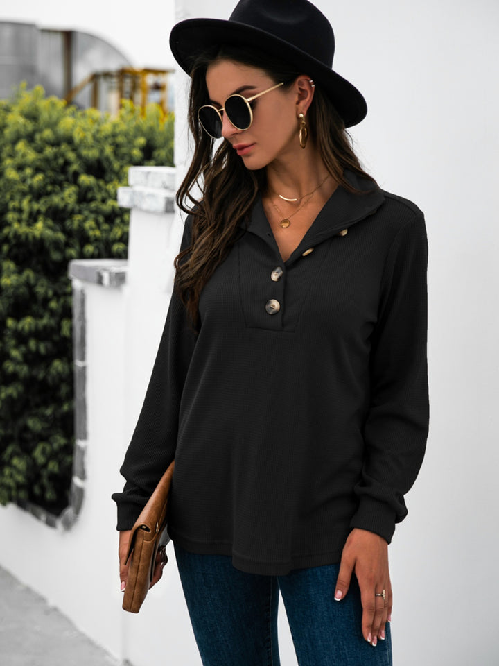 Half Button Long Sleeve T-Shirt