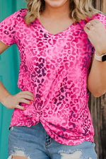 Leopard V-Neck Short Sleeve T-Shirt