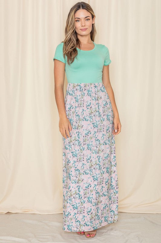 Short Sleeve Floral Maxi Dress