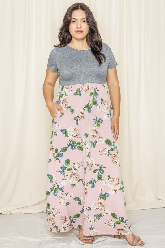 Short Sleeve Floral Maxi Dress