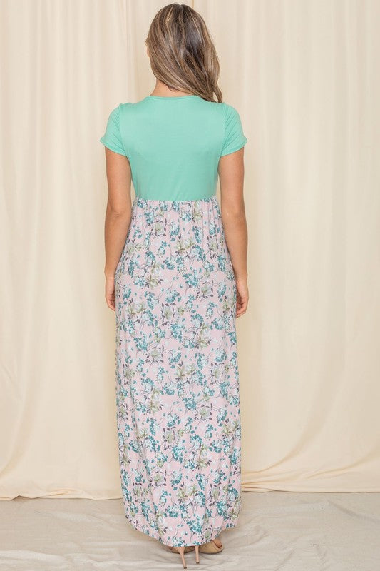 Short Sleeve Floral Maxi Dress