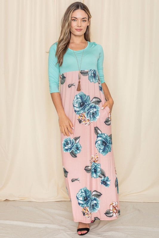 High Waist Floral Maxi Dress