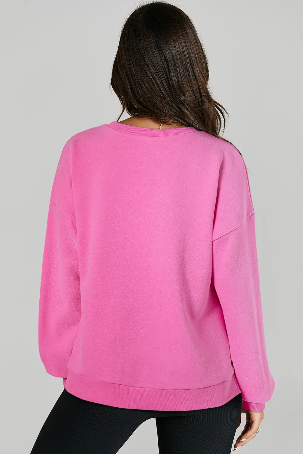 High-Low Round Neck Long Sleeve Sweatshirt