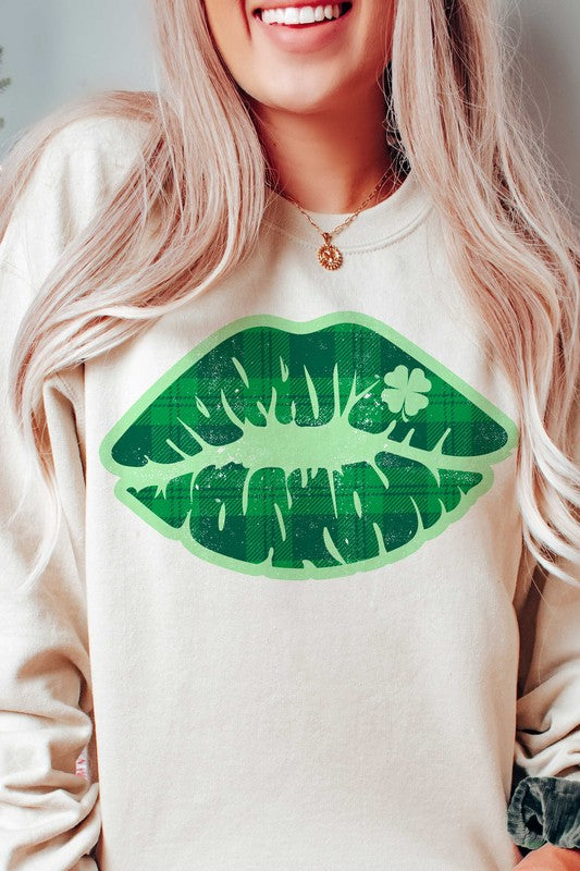 ST. PATRICK'S - PLAID LUCKY KISS SWEATSHIRT