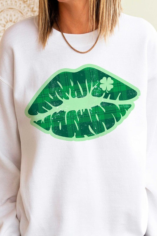 ST. PATRICK'S - PLAID LUCKY KISS SWEATSHIRT