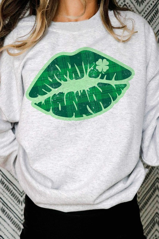 ST. PATRICK'S - PLAID LUCKY KISS SWEATSHIRT