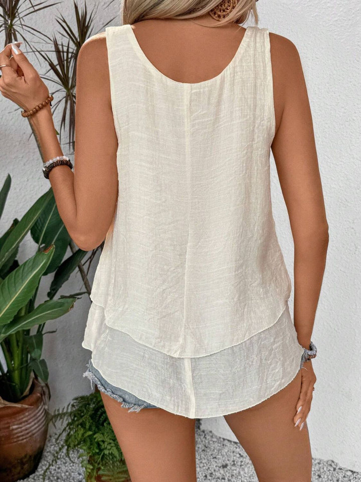 Layered Scoop Neck Wide Strap Tank