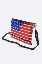USA Flag Sequins Convertible Crossbody Bag