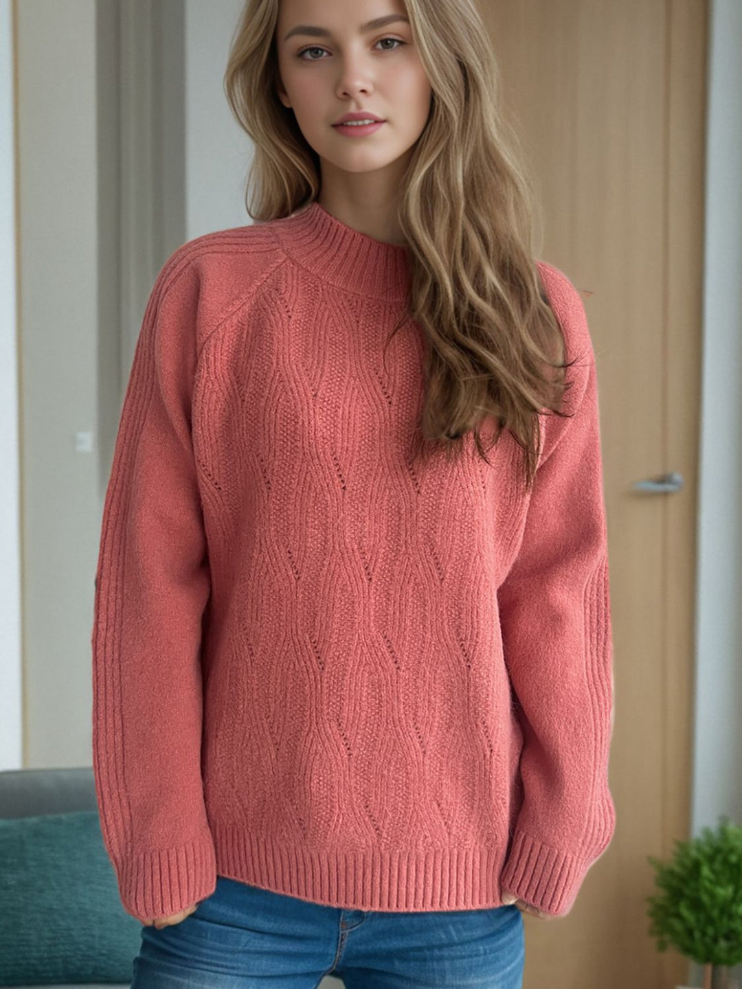 Mock Neck Long Sleeve Sweater