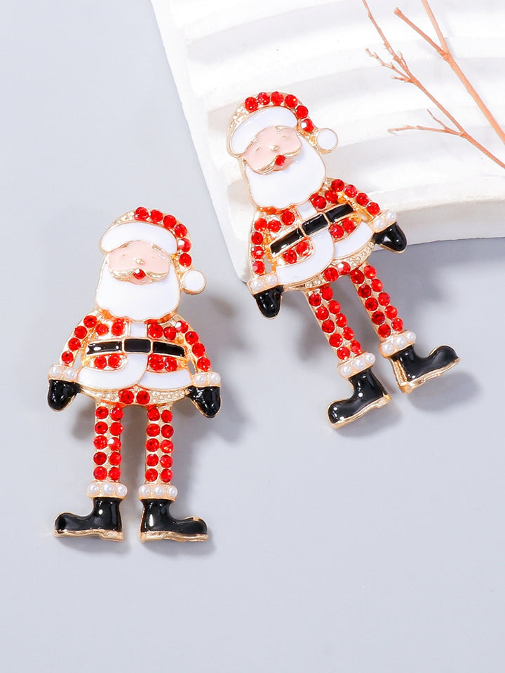 Alloy Rhinestone Santa Earrings