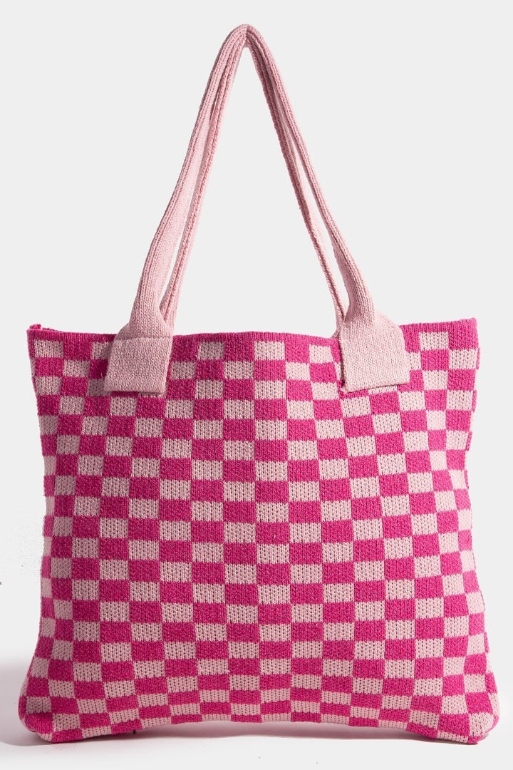 Fame Checkered Pattern Tote Bag