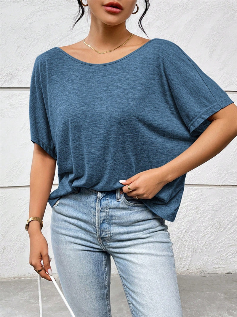 Backless Twisted Round Neck Half Sleeve T-Shirt