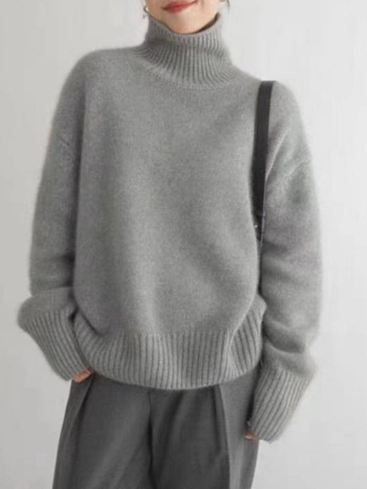 Turtleneck Dropped Shoulder Long Sleeve Sweater