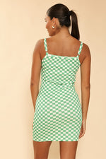 Checkered rib knit tank top dress