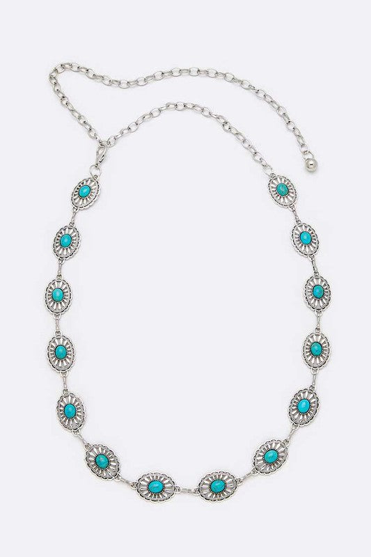 Turquoie Oval Concho Chain Belt